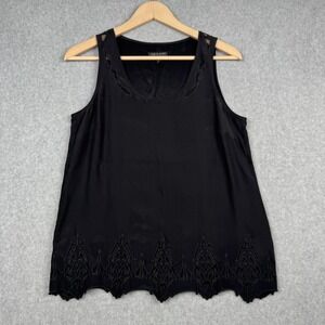 rag & bone Shirt Womens XS Black 100% Silk Sleeveless Embroidered Goth Tank Cami